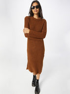 Soaked In Luxury Brown Knit Dress (New)