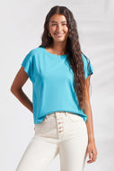 XIX*Palms X Tribal Cap Sleeve Tee In Peacock (NWT)
