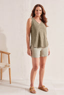 Tribal V-Neck Textured Tank Top In Safari (NWT)
