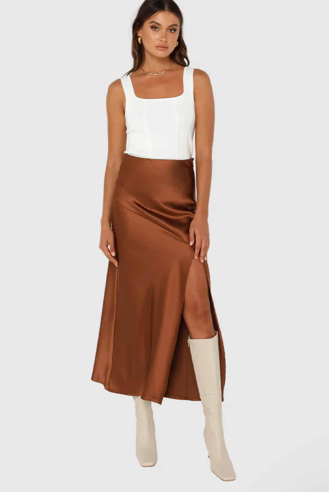 Madison The Label Chocolate Midi Skirt (NWT)