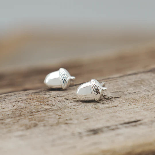 SALE - Acorn Silver Stud Earrings