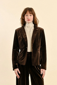 Molly Bracken Chocolate Velvet Blazer (New)