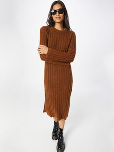 Soaked In Luxury Brown Knit Dress (New)