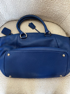Prada Vitello Daino Double Handle Satchel Bag in Cobalt Blue