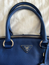 Prada Vitello Daino Double Handle Satchel Bag in Cobalt Blue