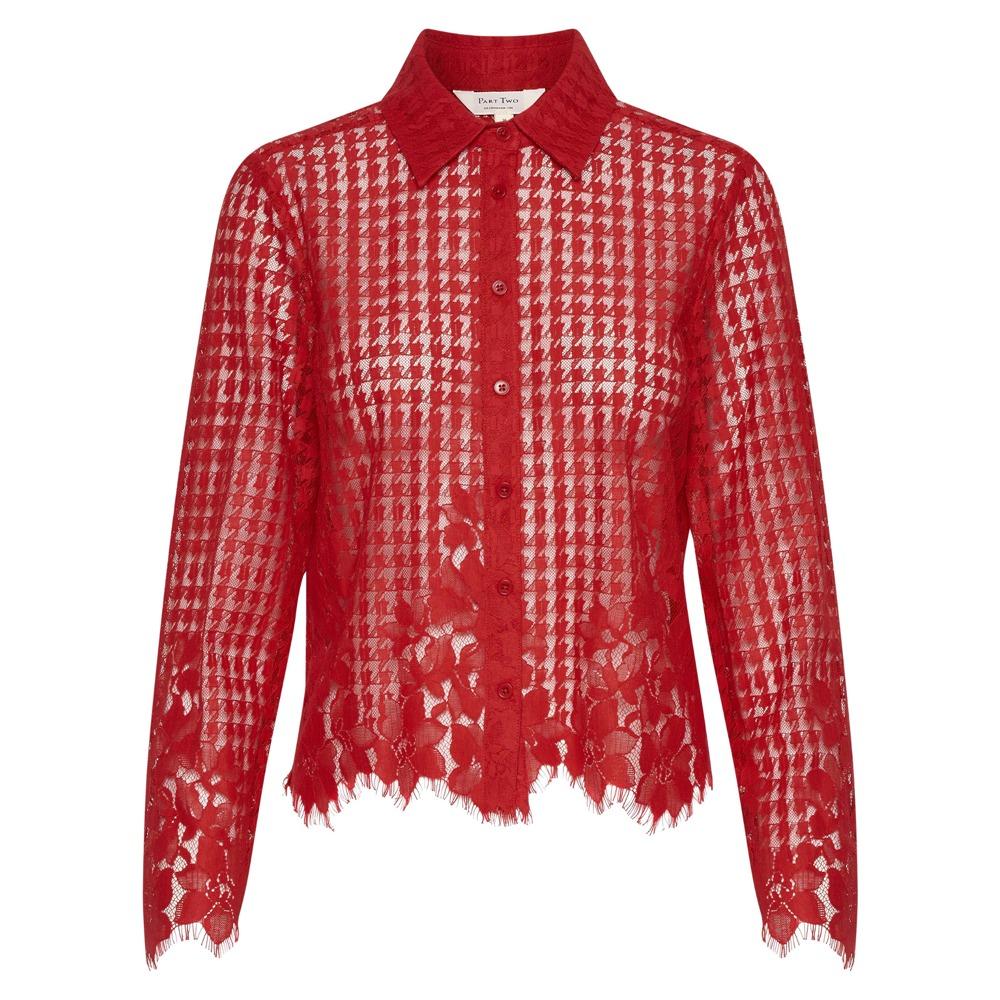 Part Two Floral Lace Blouse In Red (New)