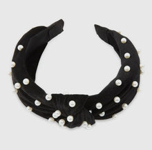 Wide Velvet & Pearl Knot Headband - Black (New)