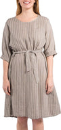 M - Made In Italy Taupe Striped Dress (NWT)