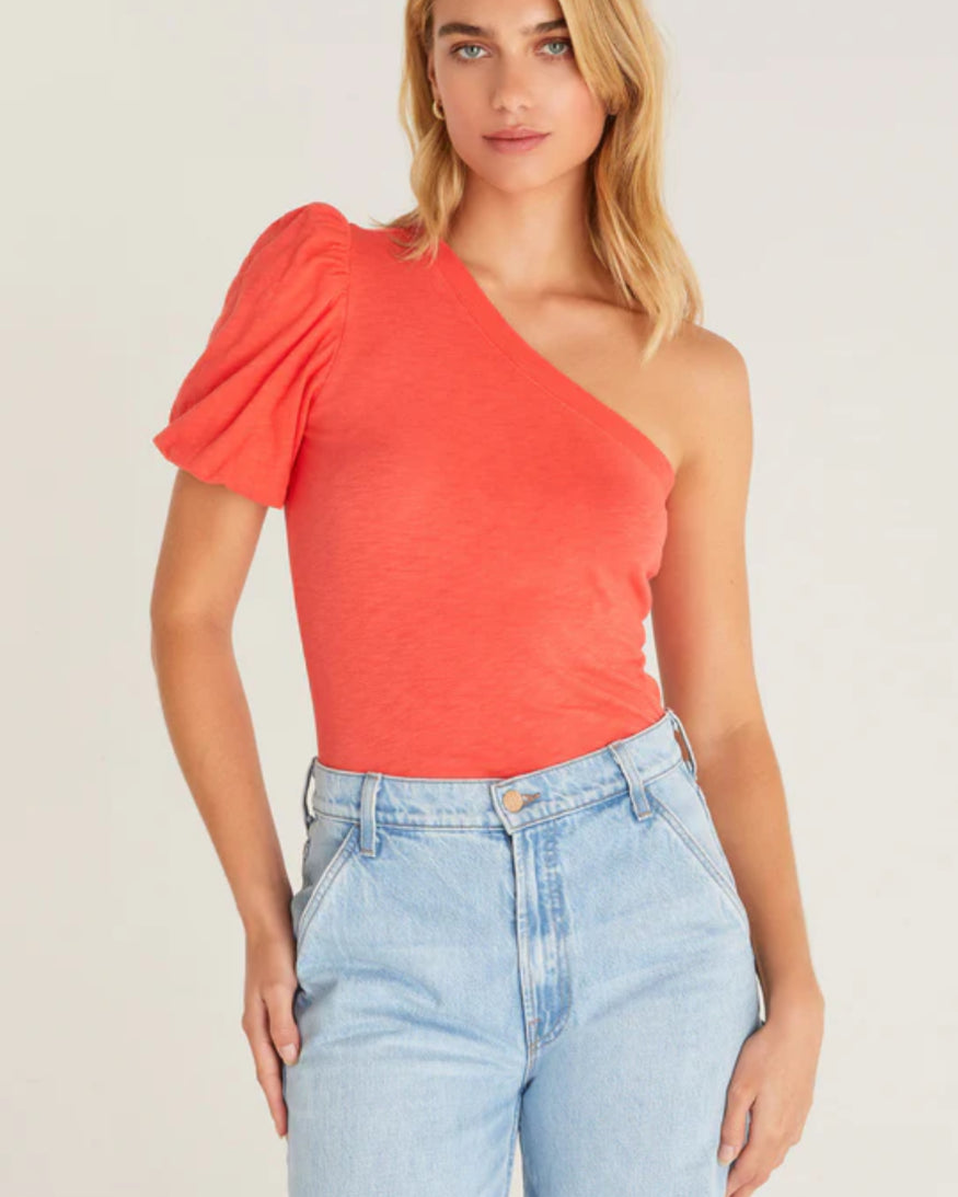 Z Supply One Shoulder Top In Firecracker (NWT)