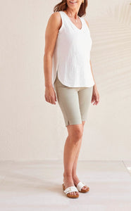 Tribal V-Neck Textured Tank Top In White (NWT)