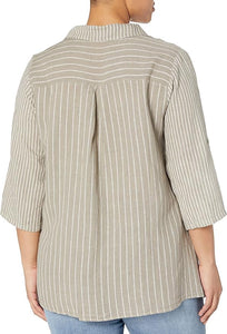M - Made In Italy Taupe Striped Shirt (NWT)