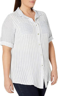 M - Made In Italy White With Navy Stripe Shirt (NWT)